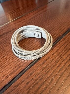 Swarovski Beige Suede Wrap Bracelet with Crystal Rows